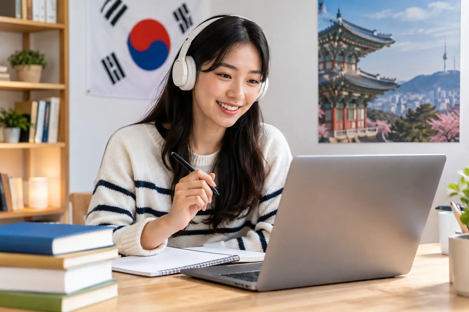 Como aprender coreano online com prática real